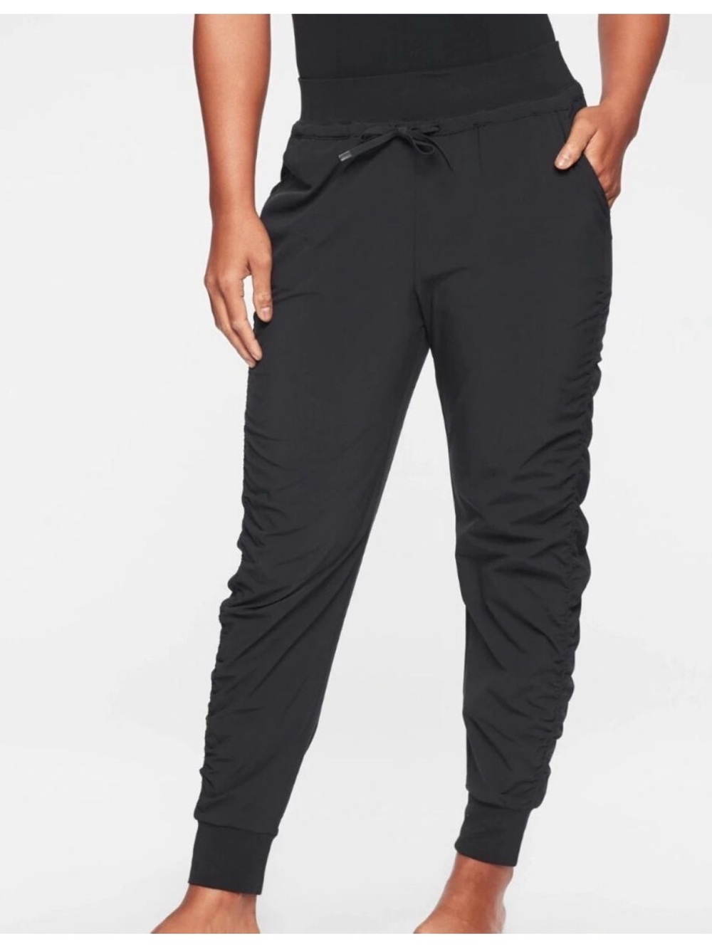 Athleta Black Ruched Joggers